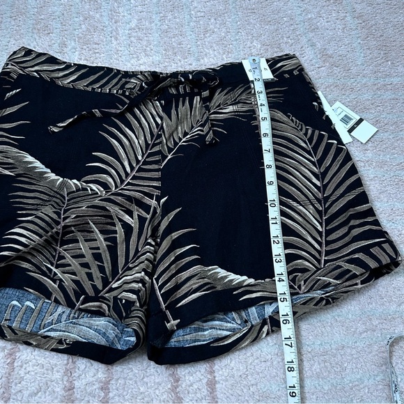 NWT dash Tropical Leaf Print Linen Blend Shorts XL Resortwear Cruise Summer - Picture 6 of 9
